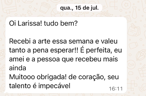 Mensagem de cliente sobre uma obra