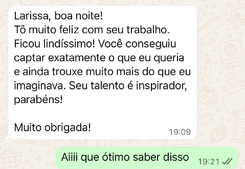 Mensagem de cliente sobre uma obra