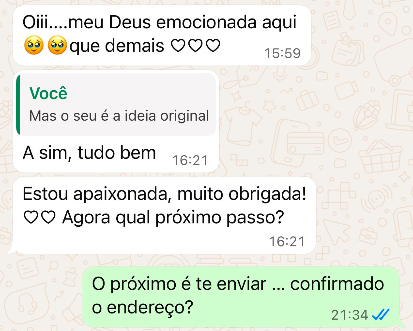 Mensagem de cliente sobre uma obra